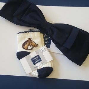Janie and jack NWT Large bow horse socks baby girl